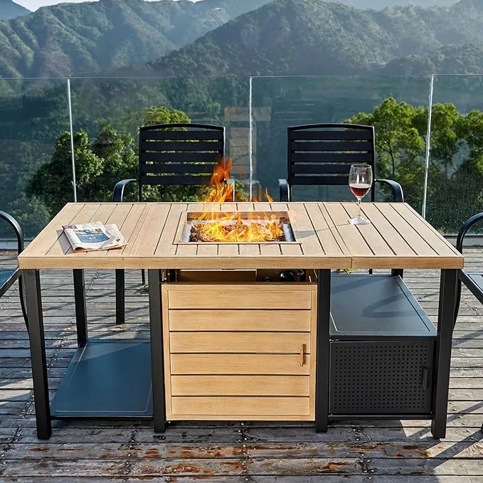 fissfire 56 inch Propane Fire Pit Table, 50,000 BTU Outdoor Gas Fire Pit Table ...