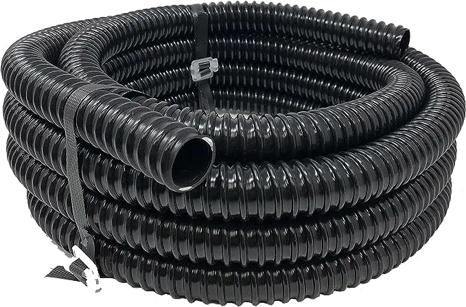 Sealproof 1" Dia. Corrugated Pond Tubing 1-Inch ID, 20 FT Length, Black PVC Kinkproof Strong Flex Tubing Made in USASealproof 1" Dia. Corrugated Pond Tubing 1-Inch ID, 20 FT Length, Black PVC Kinkproof Strong Flex Tubing Made in USA