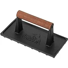 UNCO- Cast Iron Grill Press, 8.5 x 4.1 inch, 2.6 lbs, Burger Press for Griddle, Sandwich Press, Bacon Press for Griddle, Griddle Press, Meat Press