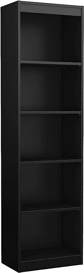 South Shore Axess 5-Shelf Narrow Bookcase, Pure Black, 7270758