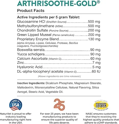 NaturVet ArthriSoothe-GOLD (40 Chewable Tablets)