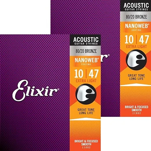 Elixir 80/20 Bronze Acoustic Guitar Strings Nanoweb