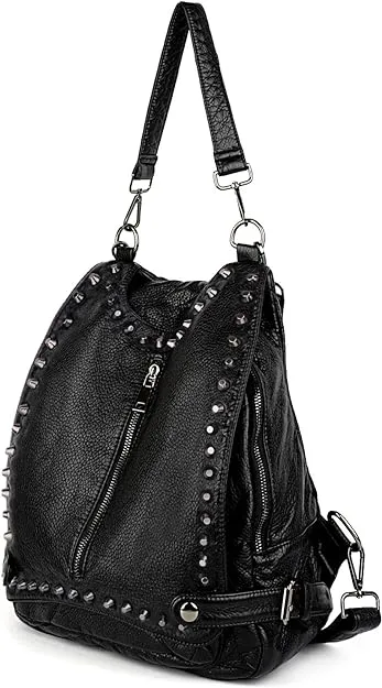 RIVET\xa0Studded Leather Shoulder Bag Backpack