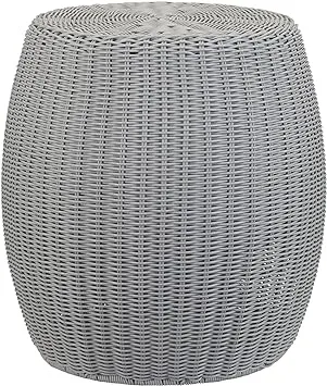 Household Essentials Handwoven Resin Barrel Side Table, Gray Grey