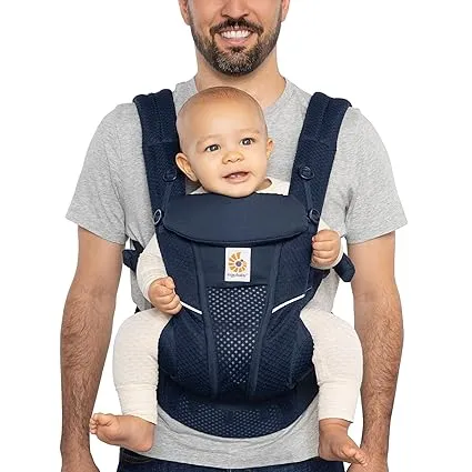 Ergobaby All Carry Positions Breathable Mesh Baby Carrier with Enhanced Lumbar Support & Airflow (7-45 Lb), Omni Breeze, Midnight Blue