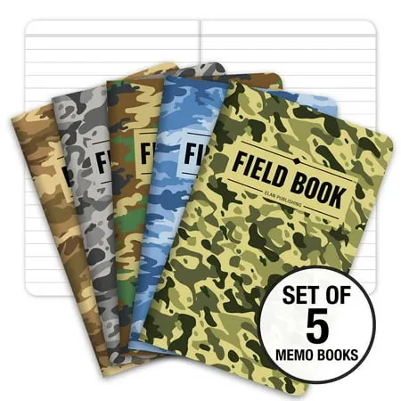 Field Notebook - 3.5 inchx5.5 inch - Camouflage - Lined Memo Book - Pack of 5