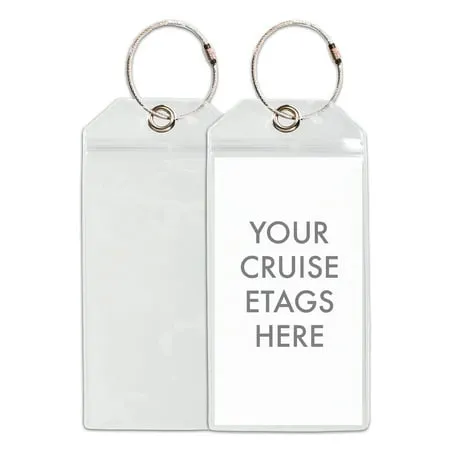 Cruise Luggage Tags, 12 Pack Cruise Luggage Tags Clear E-tag Holders Zip Seal & Steel Loops for Cruise Ships