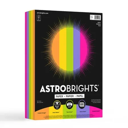 Neenah Astrobrights(R) Bright Color Paper, 8 1/2in. x 11in., 24 Lb, Assorted Colors, Ream Of 500 Sheets, 21289