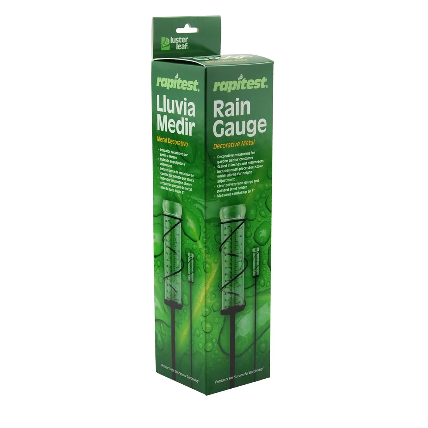 Luster Leaf 1646 Rapitest Spiral Metal Rain Gauge with Stake, Metal Spiral Rain Gauge w/ Stake