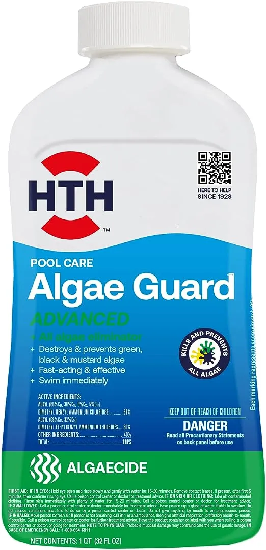 HTH Pool Care Algae Guard Advanced for Swimming Pools, 32 fl. oz.