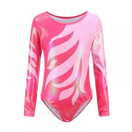 Gymnastics Leotards Girls Gyms Athletic Leotard Sleeveless Ballet Dance Wear Pink 5-6Y