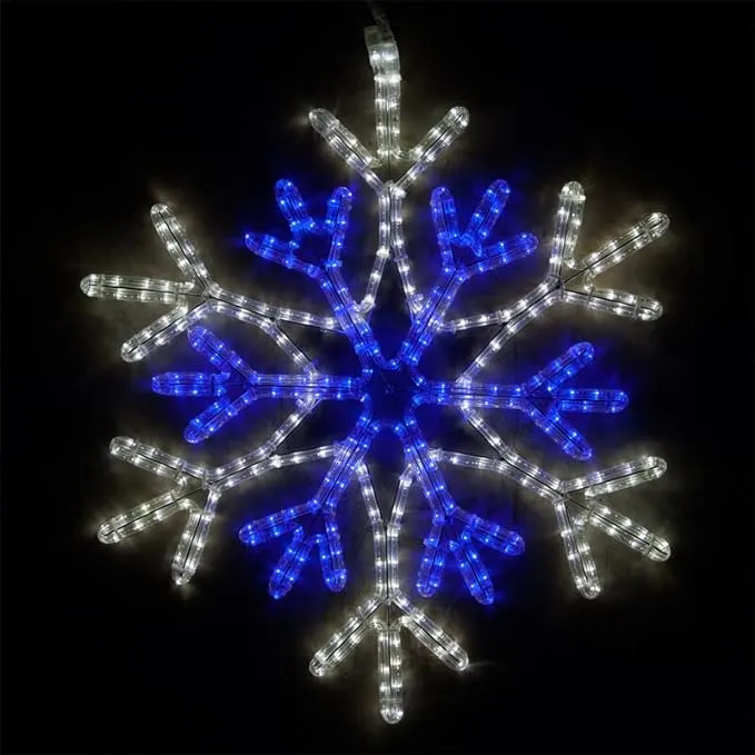 Wintergreen Lighting 28" LED Snowflake Light Christmas Decorations Outdoor Snowflake Christmas Lights, Christmas Snowflake, LED Rope Light (36 Point Star Center Snowflake, Blue/Cool White LED)