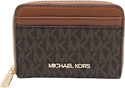 Michael Kors Jet Set Travel Medium Zip Around Leather Card Case Brown