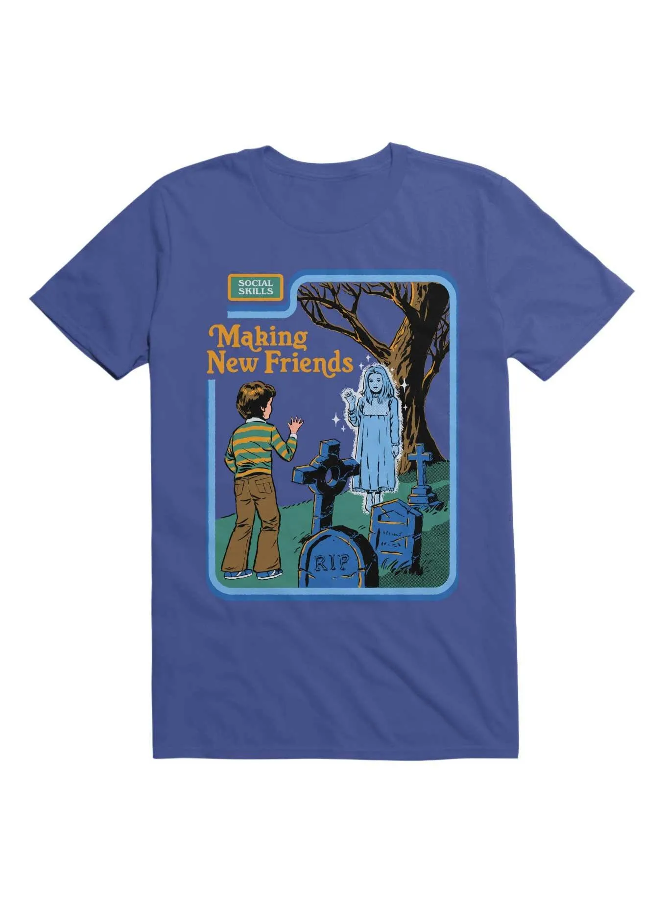 Steven Rhodes Making New Friends Ghost Retro Dark Humor T-Shirt