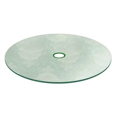 Aquatex Round Patio Glass Table Top 3/16 inch Thick Clear Tempered Glass With Flat Edge Polished W/ 2 inch Hole By Fab Glass and Mirror