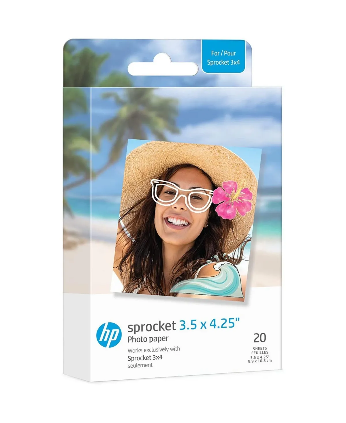 HP Sprocket 3.5" x 4.25" Zink Sticky backed Photo Paper (20 Pack) in White