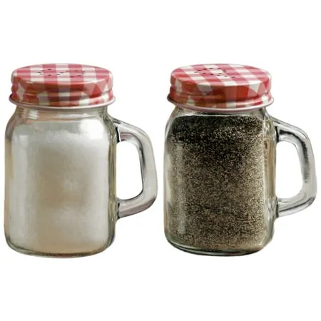 Circleware Mini Mason Jar Mug Glass Salt &amp; Pepper Shakers