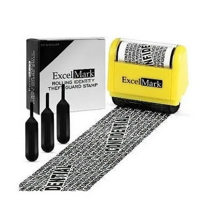 ExcelMark Rolling Identity Theft Guard Stamp (Refill Ink Set)