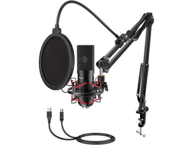 USB Gaming Microphone Set with Flexible Boom Arm Stand Pop Filter, Plug and Play with PC Desktop Laptop Computer, Streaming Podcast Mic Kit for.