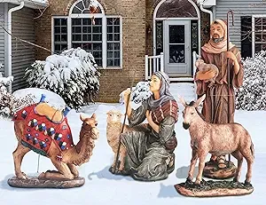 Real Life Outdoor Nativity Two Shepherds Camel & Donkey Set of 4