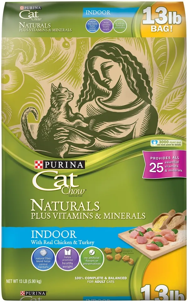 Purina Cat Chow Natural Dry Cat Food, Naturals Original, 3.15 lb. Bag