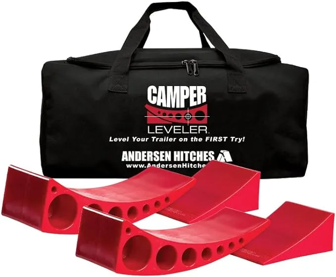 ANDERSEN HITCHES | RV & Towing Accessories | 2-Pack Camper Leveler Blocks w/Sturdy Bag w/Double Handles Camper Leveling System | Outdoor Camping Levels | 3604