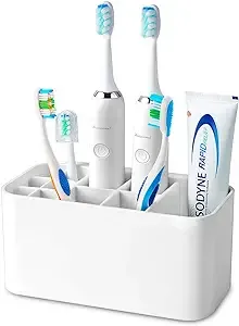 Colist Toothbrush Holder Wall Mounted,Detachable Bathroom Toothbrush Organizer,with Drainage Hole Family Toothbrush Caddy for ElectricToothbrush and Manual Toothbrush Storage