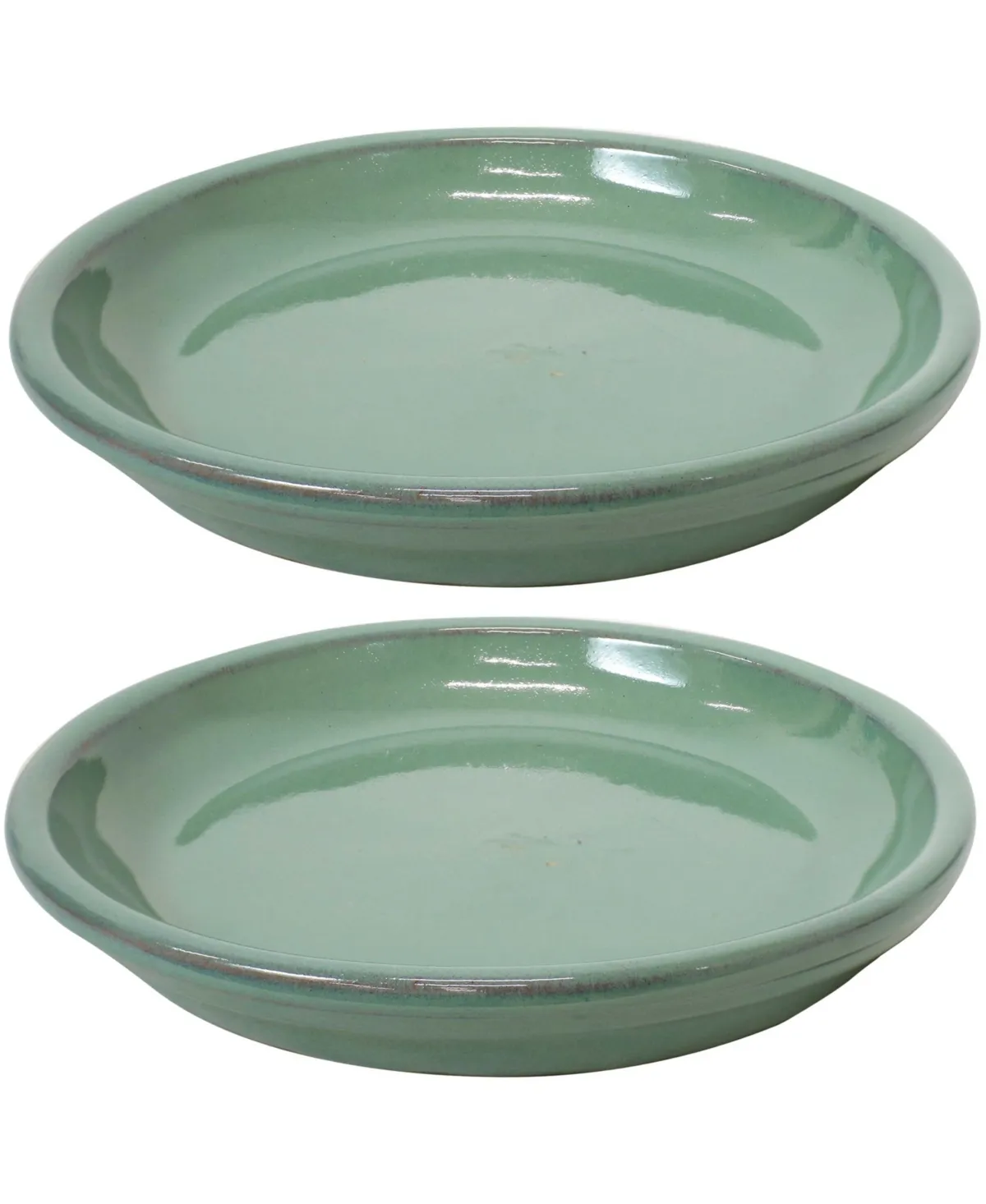 Sunnydaze Decor 7" Ceramic Planter Saucers Set of 2 - Seafoam