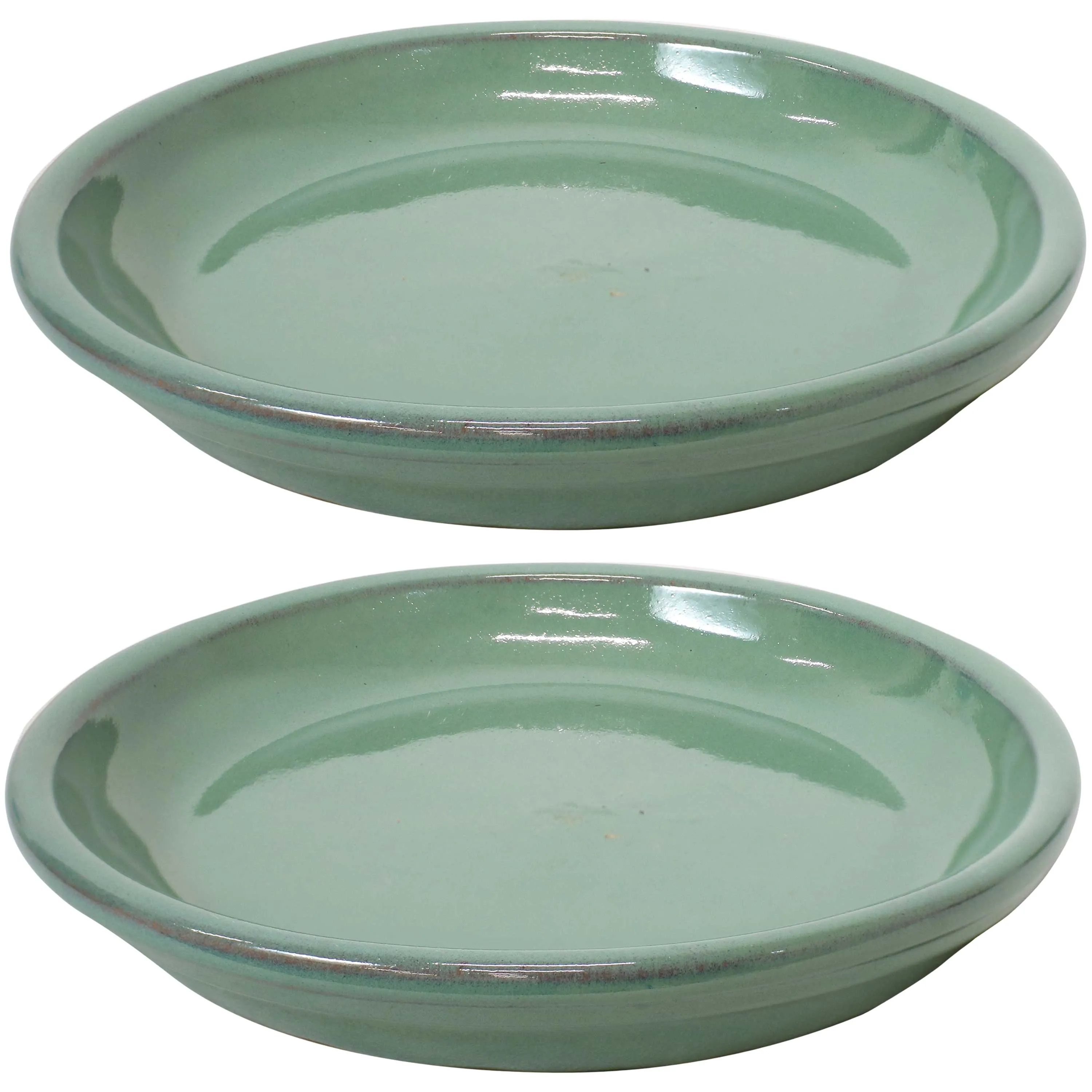 Sunnydaze Decor 2-Pack 7-in Seafoam Ceramic Plant Saucer