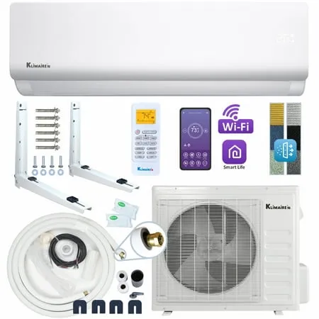 Klimaire DIY 24,000 BTU 19 SEER2 Ductless Mini Split Heat Pump Air Conditioner 4th Generation 25 ft. Pre-charged Installation Kit & Wi-Fi - 230V