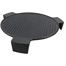 Uniflasy 18'' Cast Iron Plate Setter for Large Big Green Egg or Other 18" Cooking Diameter kamado grilll, Grooved Pizza Stone, Smokin' Stone, 3 Legs Heat Deflector for BGE Accessories ConvEGGtor