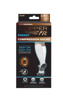 Copper Fit Energy Unisex Easy-On/Easy-Off Knee High Compression Socks