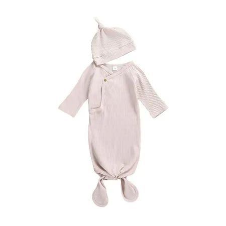 Thaisu Newborn Baby Girl Knotted Ribbed Sleeping Bag