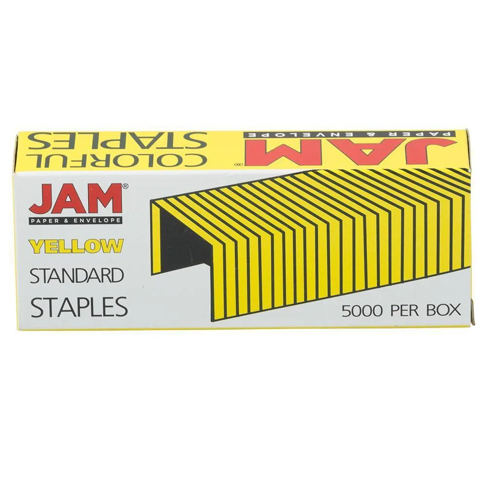 Jam Paper Standard Size Colorful Staples, Yellow, 5000/Box (335YE)