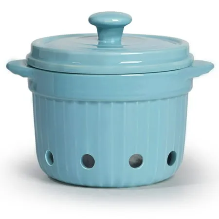 Garlic Keeper with Lid Ceramic Garlic Saver Container for Countertop Kitchen Decor (Turquoise)