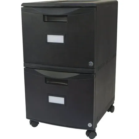 Storex Lightweight Plastic File Cabinet with Casters Letter/Legal Black