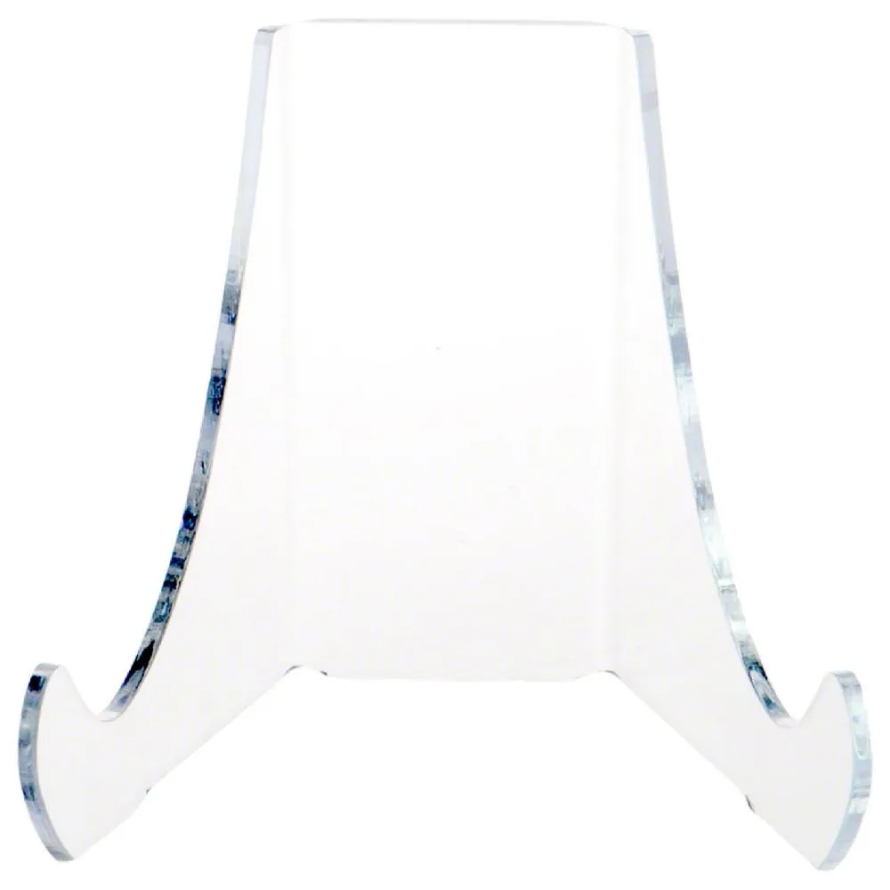 Plymor Clear Acrylic Flat Back Easel With Rounded Support Ledges, 4.5 H x 5.25 W x 4.5 D (3 Pack)