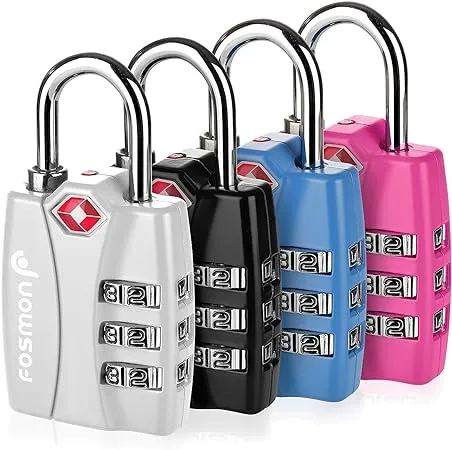 Fosmon Open Alert Indicator 3 Digit Combination TSA Approved Luggage Lock - Black - 3 Pack