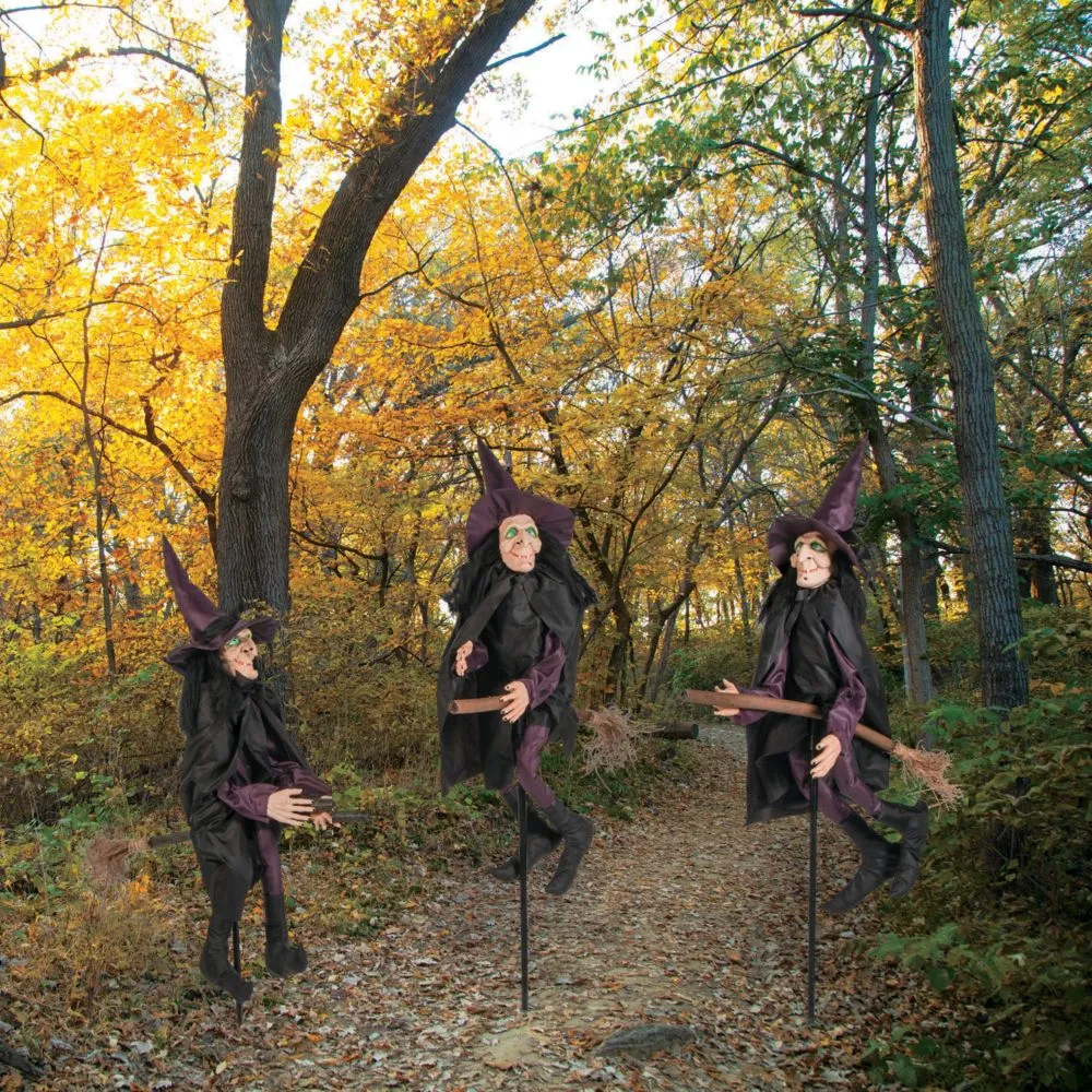 3 Ft. Scary Witch Plastic Yard Stake Halloween Decorations - 3 Pc.