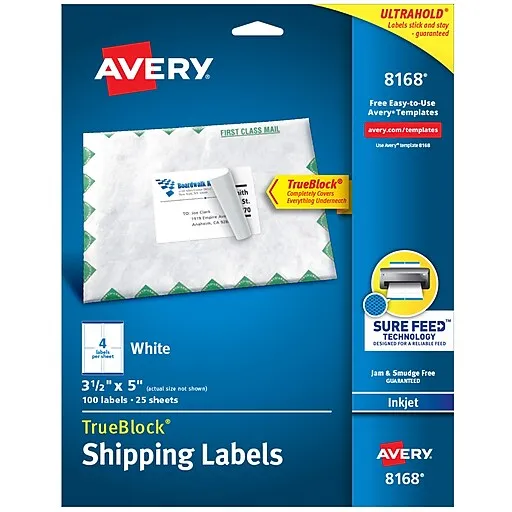 Avery TrueBlock Shipping Labels 8168