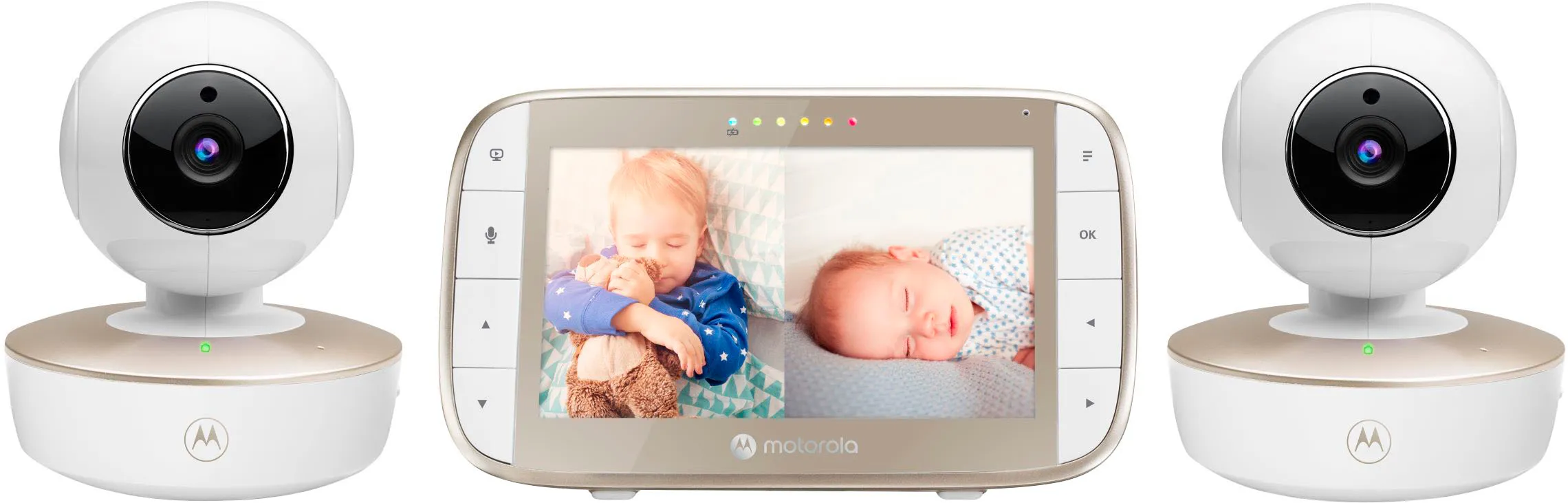 Motorola Baby Monitor-VM50G Video Baby Monitor with 2 Cameras, 1000ft Range, 2.4 GHz Wireless 5" Split Screen, 2-Way Audio, Remote Pan, Tilt, Zoom, Room Temperature Sensor, Lullabies, Night Vision