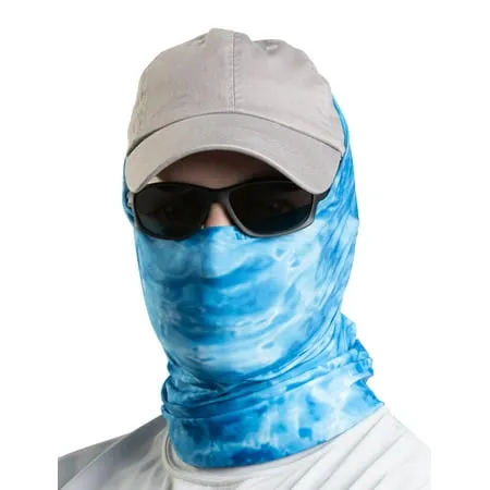 Aqua Design Fishing Hunting Masks Neck Gaiters for Men and Youth: UPF 50+ Sun Mask Protection: Camo Half Face Cover Balaclava Bandana: Royal Ripple size S