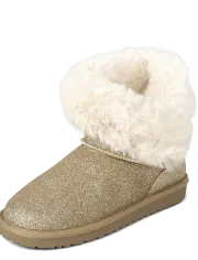 Girls Glitter Chalet Boots - Metallic