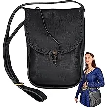 Mythrojan Medieval Leather Pouch Cosplay Renaissance Accessory Purse Bag - Black