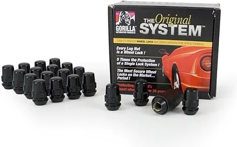 Gorilla Automotive 71623NBC "The System" Acorn Black Chrome Wheel Locks (12mm x 1.25 Thread Size) - For 5 Lug Wheels