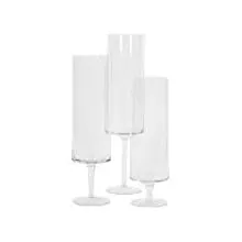 Koyal Wholesale Pillar Candle Hurricane Pedestal Holders, Tall Glass Candle Holders, Wedding Hurricanes Set of 3