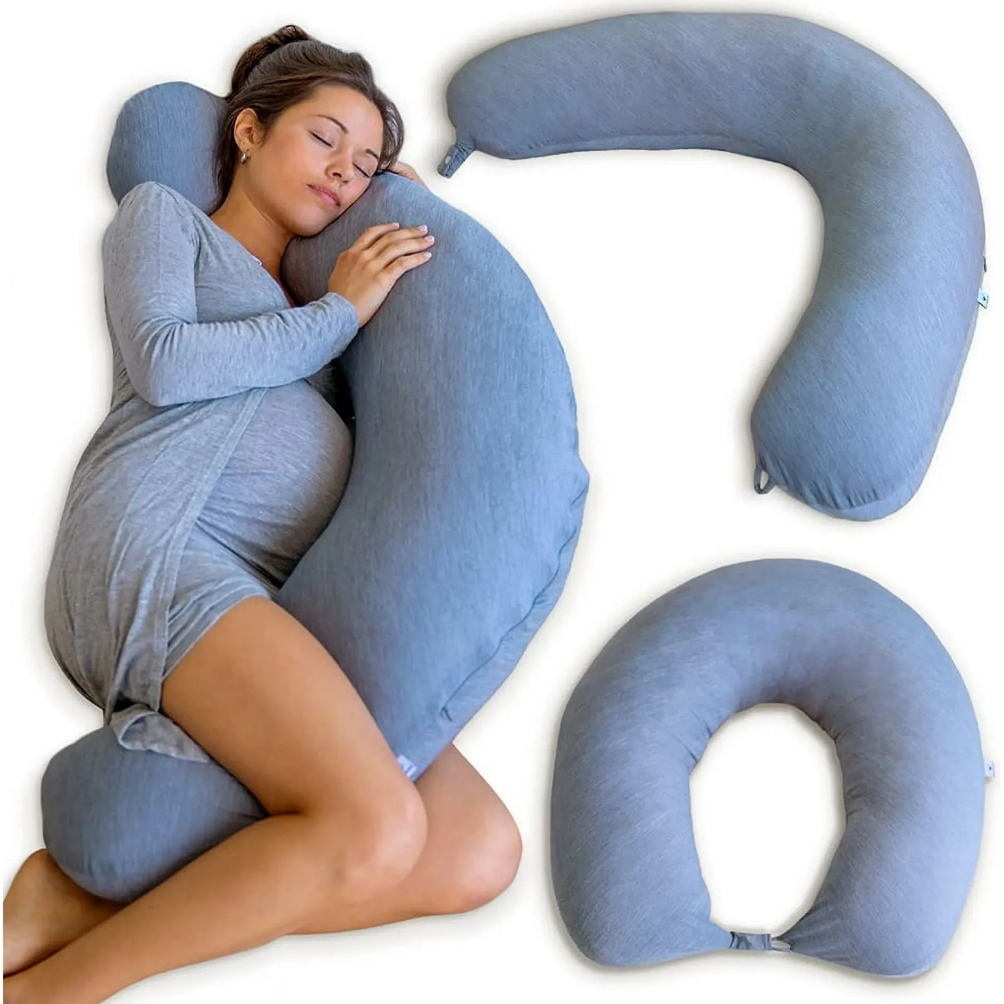 Pharmedoc Crescent Cooling Pregnancy Pillows - Body Pillow for Adults - Side Sleeper - Maternity and Nursing Pillow Breast Feedi