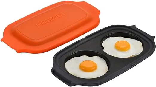 Microwave Egg Fryer for Egg McMuffin | Microwave Egg Cooker & Poacher for Breakfast Sandwiches | Microwave Maker for 2 Eggs Eggwich & Hamburger Patties | Dishwasher-Safe & BPA-free