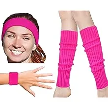 Zilo Novelties 80s Workout Costumes for Women | 80s Accessories for Women | 80s Leg Warmers Set (Pink)