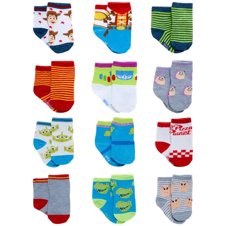 Disney Baby Boys’ Socks - 12 Pack Mickey Mouse, Winnie The Pooh, Lion King, Toy Story (Newborn/Infant)